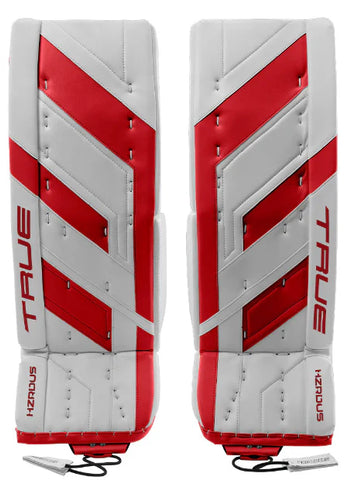 TRUE HZRDUS JUNIOR STOCK GOALIE PADS - 26"+2 - WHITE/RED