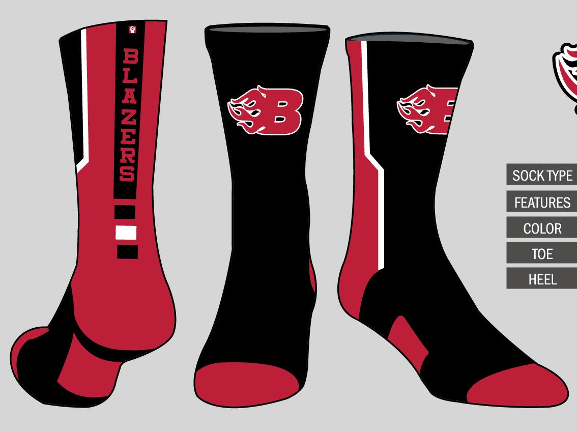 YCS Sublimated Crew Sock - BADGHA Blazers – London Sports Excellence